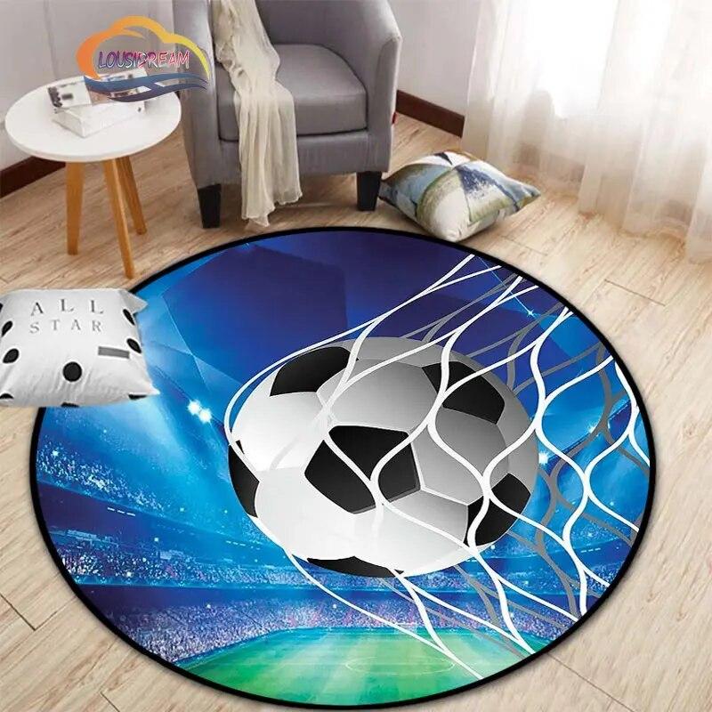 Ковер с изображением футбола, украшение для гостиной, круглая кровать, стул, коврик для дома, входная дверь, дети