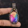 Rainbow Solar Quartz Druzy Pendant Copper Wire Wrapped Pendant Solar Quartz Druzy Jewelry For Gift Handmade Pendant Gemstone Copper Jewelry