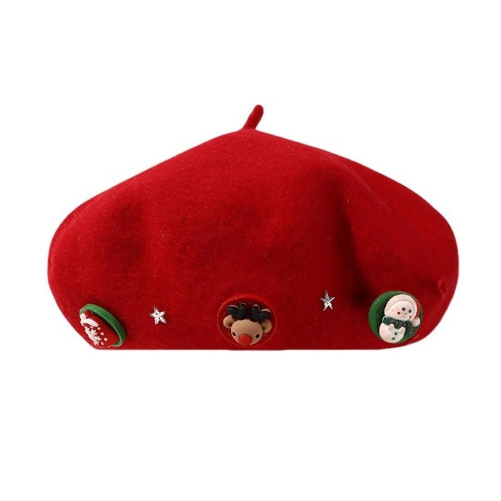 Woolen Wool Beret Star Octagonal Hat Casual Christmas Beret  Streetwear