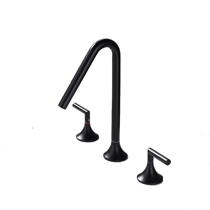 Brass Widespre Bathroom Basin Faucet Gun Grey/Brushed Gold/Rose Gold Double Handle Triple Hole Bathroom Hot And Cold Sink Faucet