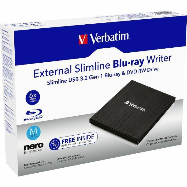 Verbatim Внешний Slimline Blu-Ray рекордер + Кабель USB 3.0 Черный/Black 43890