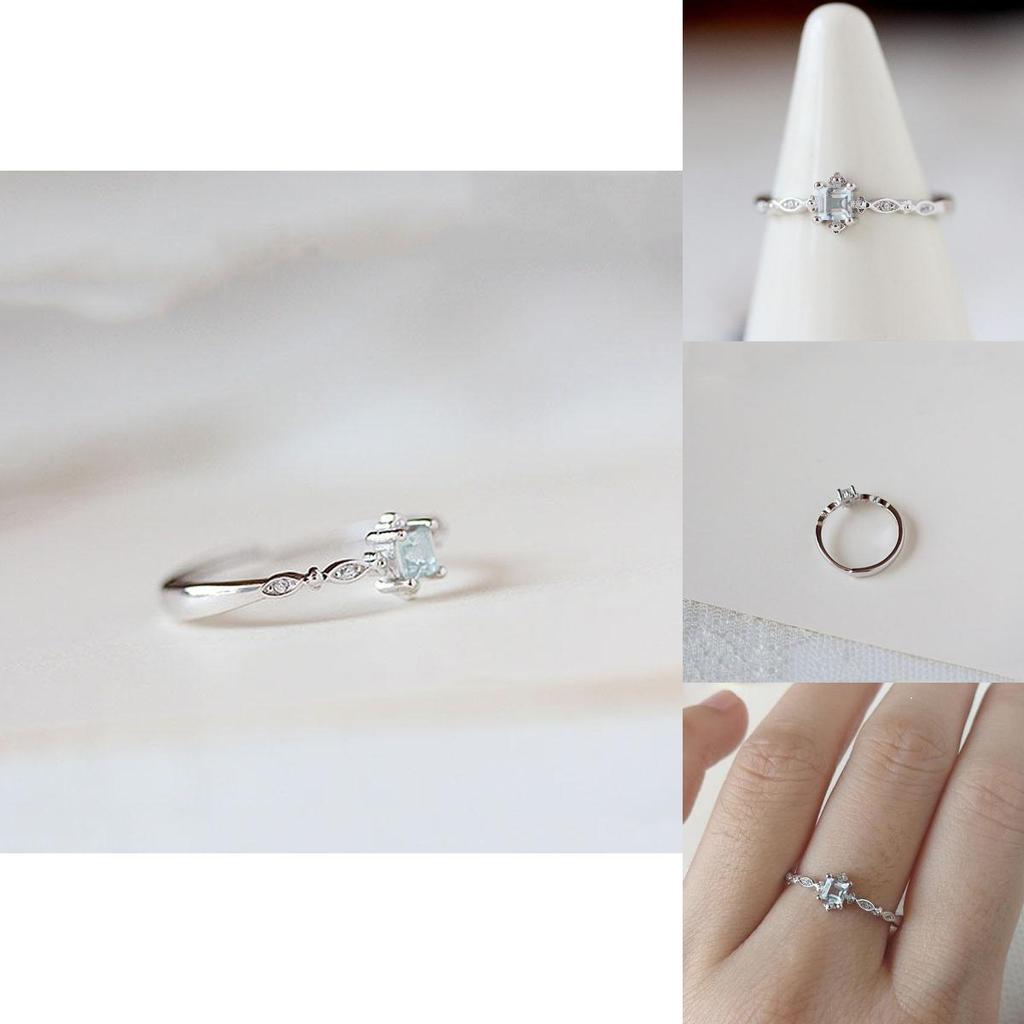 Elegant Women Cube Sea Blue Sapphire Fineness Ring Perfect For Wedding Celebrations