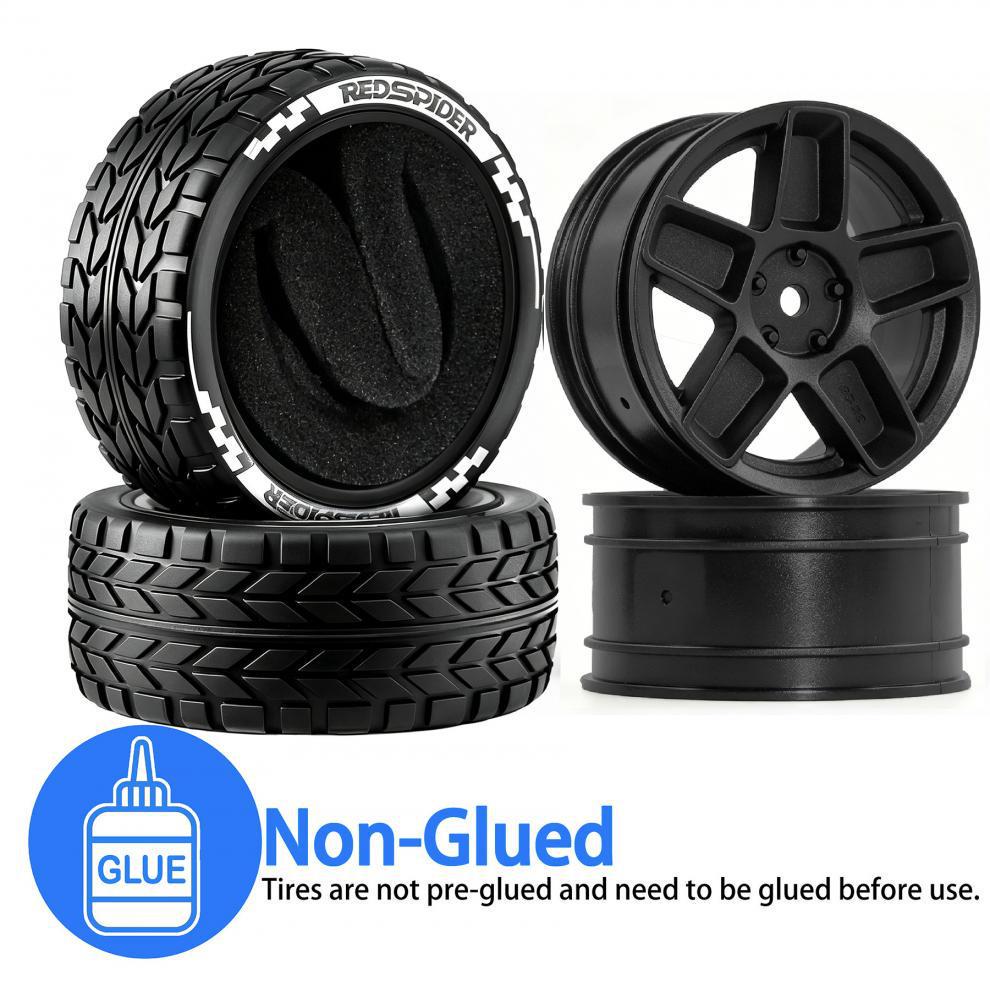 1/10 Scale Off-road Climbing Simulation Tire with Windbreaking Plastic Wheel Hub - Black