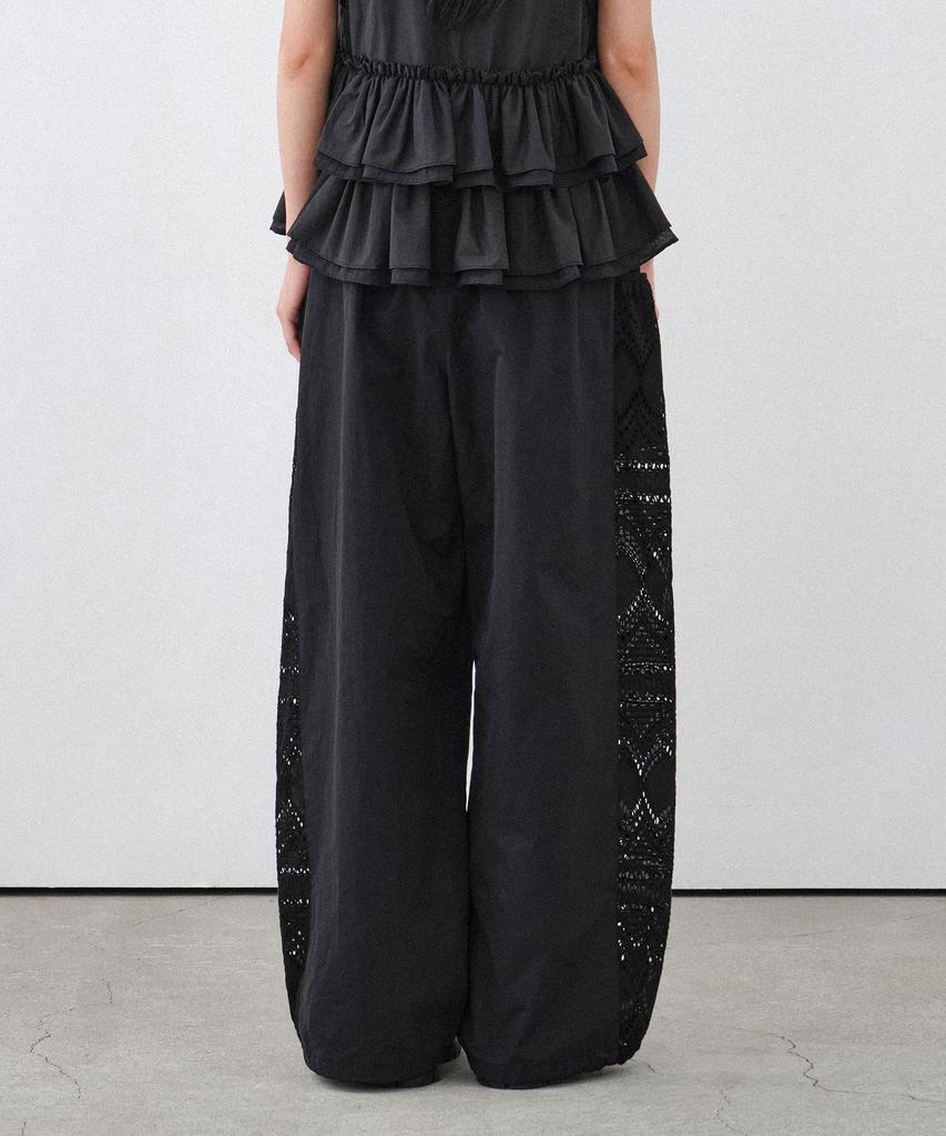 HELEMENT Women'S Eyelet Wide Pants (Black)