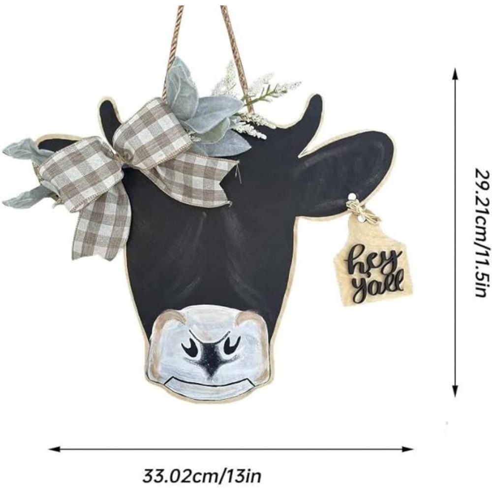 Венок на дверь с изображением коровьей головы, приветственная табличка на входную дверь, табличка с изображением коровы для украшения стены фермерского дома на праздник