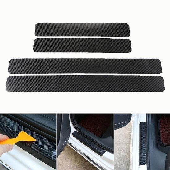 4Pcs 4D Carbon Fiber Авто Наклейки на пороги автомобиля против царапин Защитная крышка