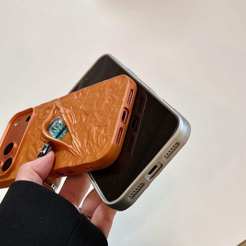 Гальванизированный 3D Чехол для телефона Глаз для серии iPhone 11-17, ТПУ Противоударная крышка с текстурой оловянной фольги, Модный художественный дизайн