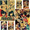 Japanese Anime Fairy Tail Posters and Prints Wall Decor Retro Kraft Paper Art Painting Living Room Decor Home Decoration Mural