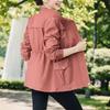 Women Casual Lapel Drawstring Windbreake Spring Loose Trench Coats Mid-length Big Size Jacket