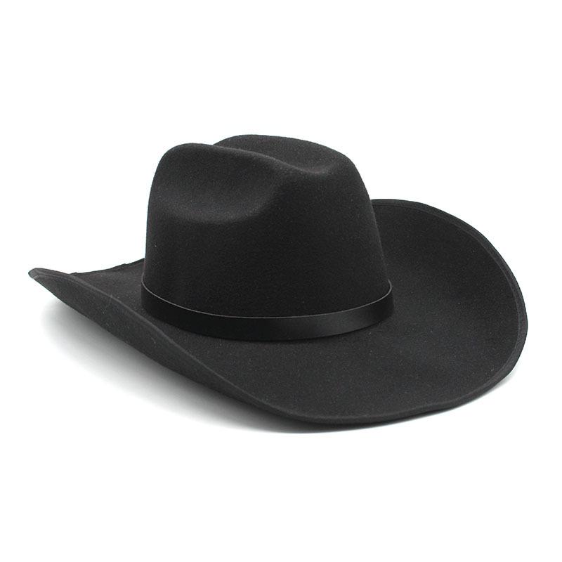 Simple Woolen Western Cowboy Hat Minority Tibetan Top Hat Grassland Curled Woolen Felt Hat Jazz Hat