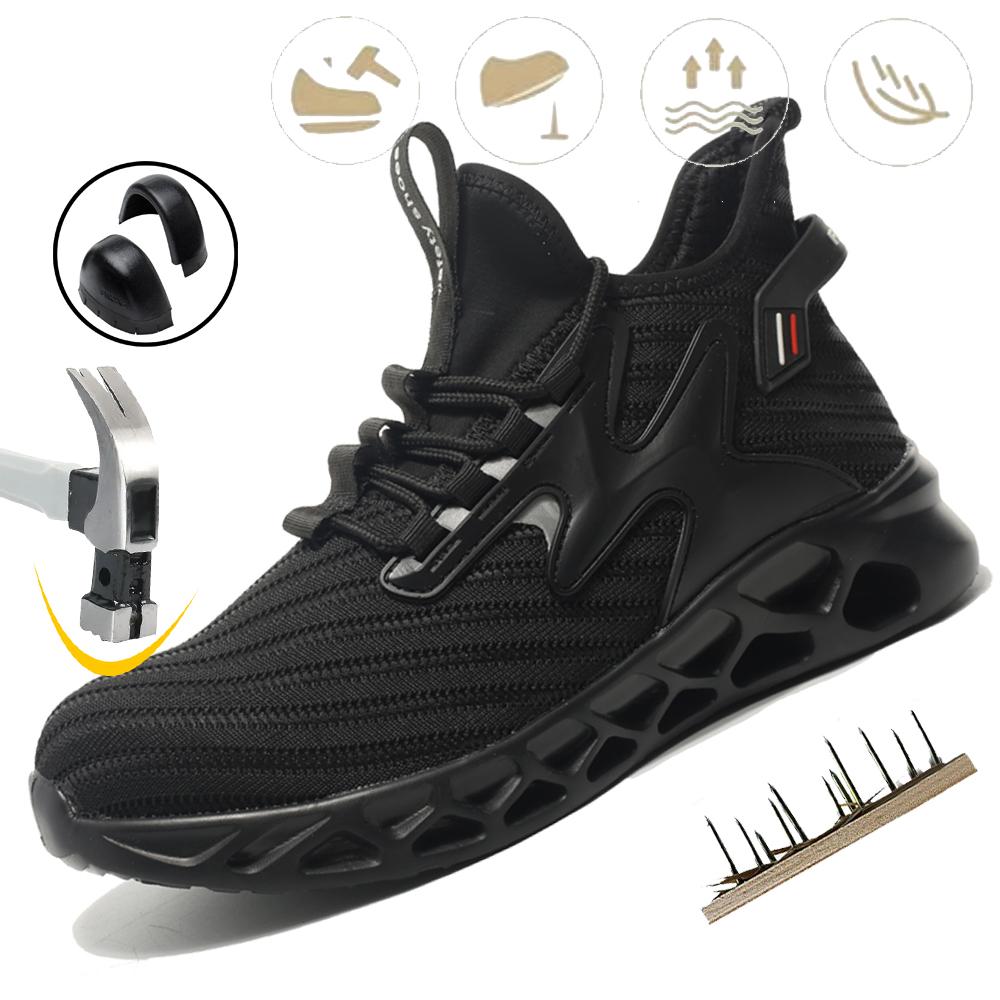 Мужская защитная обувь, устойчивые к проколам рабочие кроссовки, легкая рабочая обувь, мужская обувь со стальным носком, защитные ботинки, неразрушимая обувь