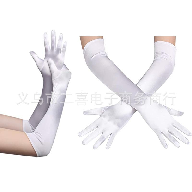 Великий Гэтсби мишура атласные черные длинные перчатки вечерние стрейч длинные перчатки 45 см