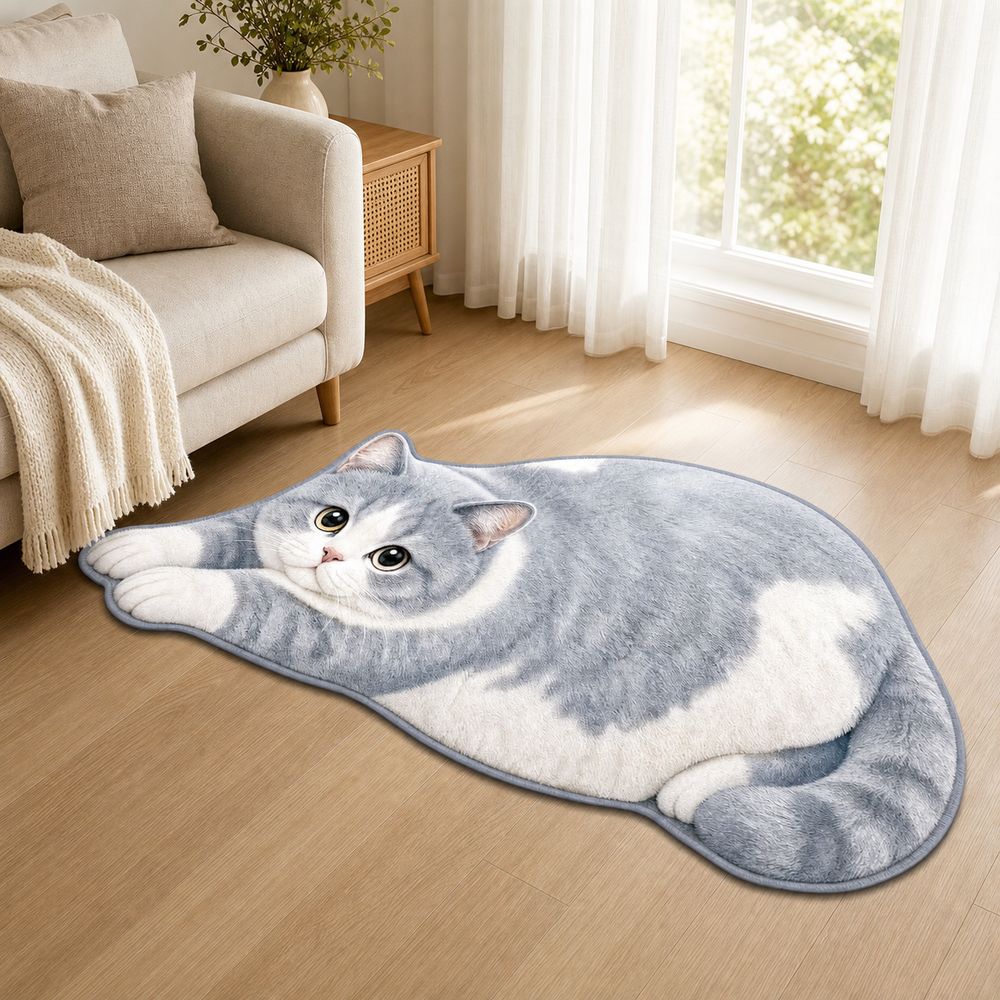 Decorative Rug Cat Shaped Rug Cat Pattern Cat Floor Mat Cute Animal Door Mat Living Room Decor