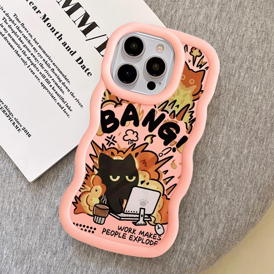 Soft Phone Cover Case for iPhone 16 Pro Max 13 12 15 Plus 17 Air 14 8 11 XR Tomato Sauce Black Cat