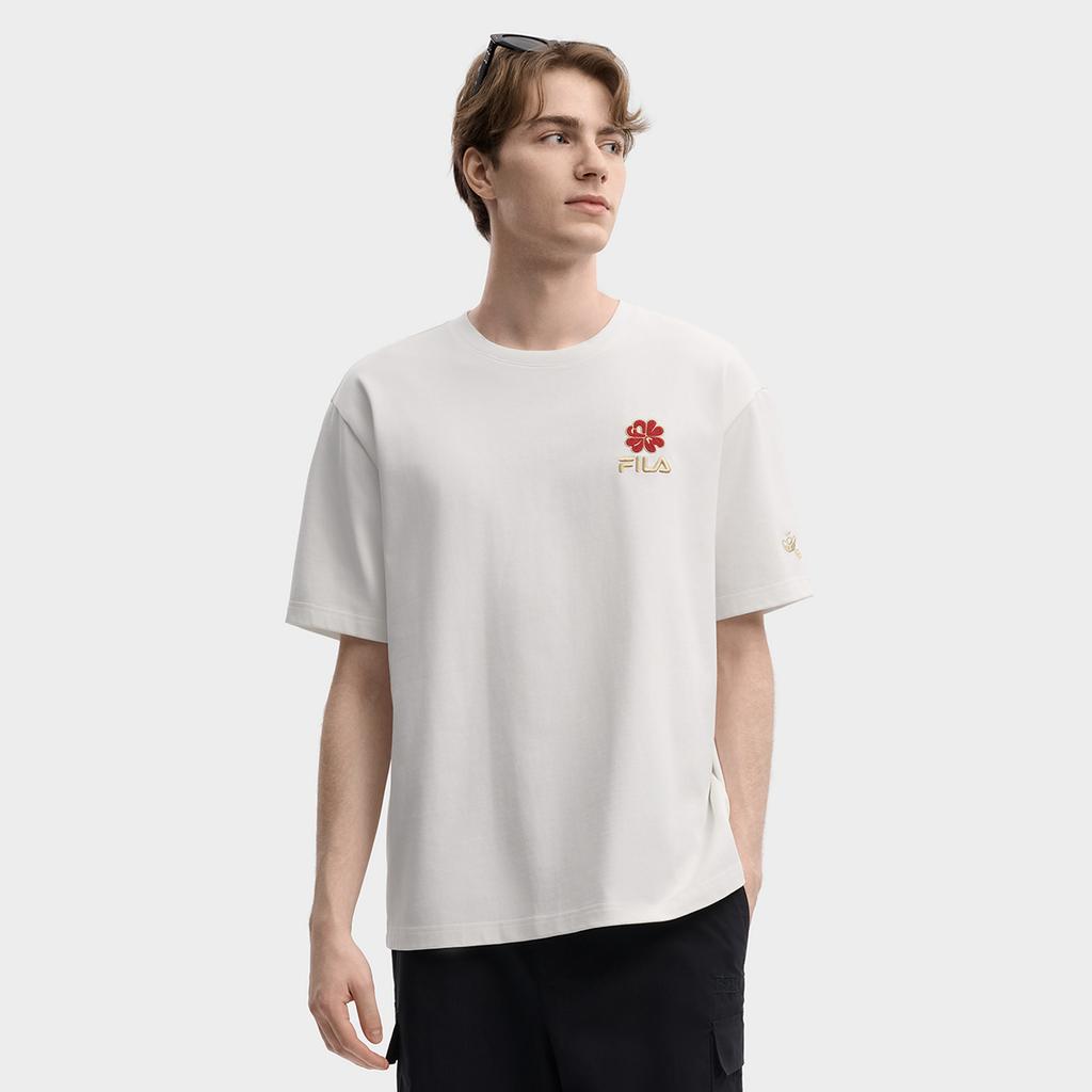 Fila Оригинальная футболка с пионом, модная, простая, классическая, ретро, повседневная, спортивная, удобная, вязаная, свободного кроя, с коротким рукавом, унисекс, топы F51U619101FWT