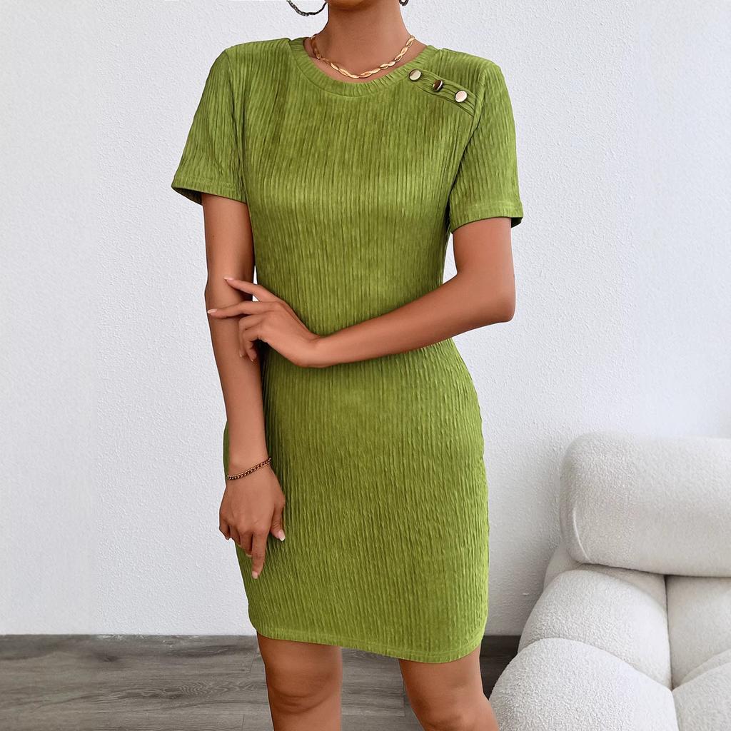 Популярная летняя новинка женская одежда мода круглый вырез сексуальное облегающее платье с запахом на бедрах женское