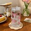 Large Capacity Bow Cup With Lids Milk Tea Cup Cute Clear Straw Cup  Student