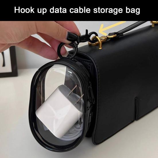 Data Cable Charger Storage Bag Transparent Design Waterproof Lightweight Easy Access Headphone Storage Bag with Zipper