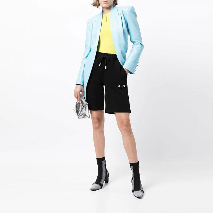 Off-White Спортивные шорты с принтом логотипа, свободный крой, женские шорты, черные, OWCI001F21JER00110011001