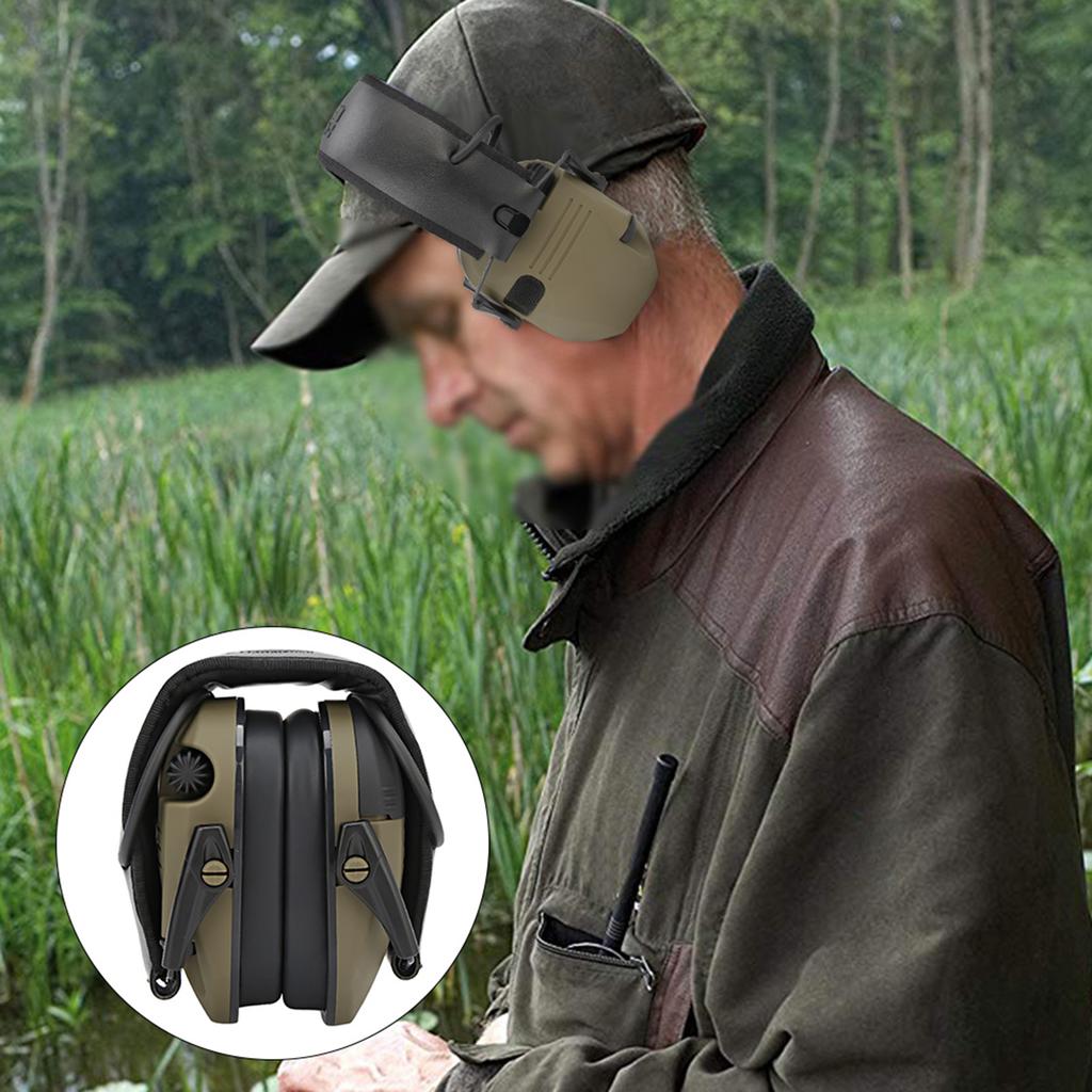 Foldable AntiNoise Earmuffs Soundproof Ear Defenders Protection for Working Hunting(Military Green )