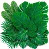 Artificial Palm Leaves 5-8 Kinds Large Small Green Fake Palm Leaf with Stems for Safari Jungle Hawaiian Luau Party Table Decor Wedding Birthday