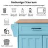 129X46(71)x91.5 cm large dining cart/sideboard, solid wood grain + blue cabinet/foldable worktop/storage door design/wheels/wood feet interchangeable