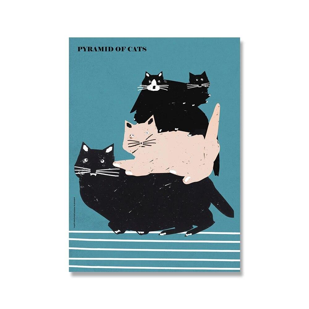 Stay Satan Black Cat Original Polish Poster And Prints Vintage Funny Animal Canvas Painting World Cat Day Wall Art Picture Decor No Frame