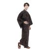 Fuuka Yukata and Obi Set Size Hemp Leaf Pattern Size Z33002X Men's (2 Pieces), LL, Brown, (Obi/Black, B43)