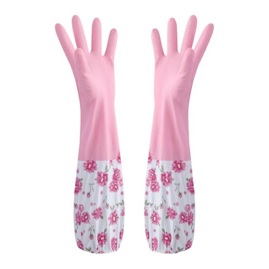 1 пара хозяйственных перчаток, водонепроницаемые многоразовые прочные перчатки с длинными манжетами, многоцелевые перчатки для мытья посуды, чистящий инструмент