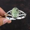 Moss Prehnite Cuff Bracelet Dainty Gemstone Bangle 925 Sterling Silver Cuff Bracelet Adjustable Bangle Handmade Silver Jewelry Gifts For Him