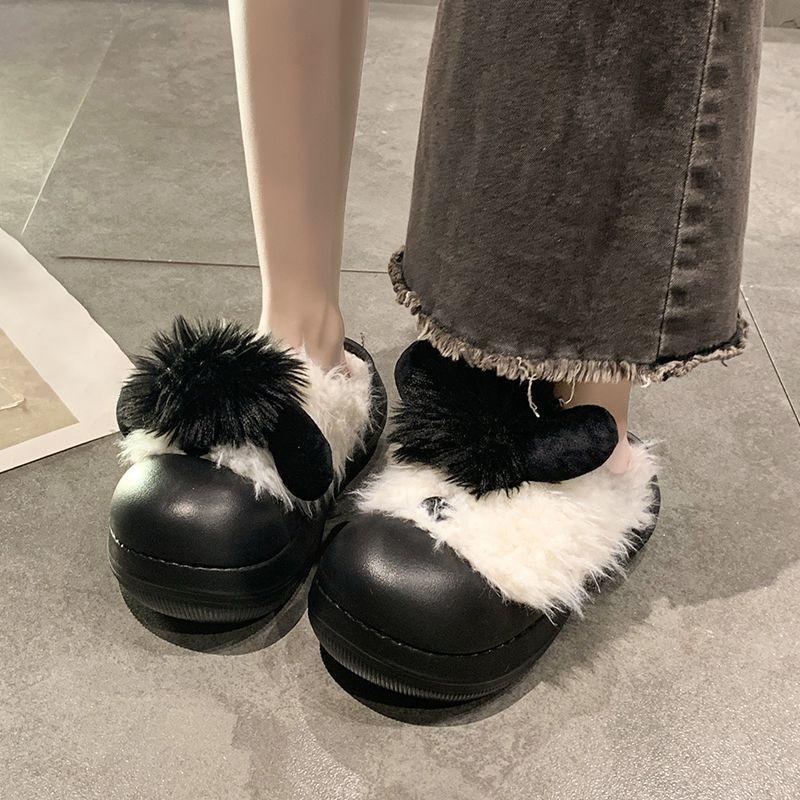 Height-increasing non-slip bag head slippers women's autumn and winter new fashionable versatile thick-bottomed warm cotton slippers women
