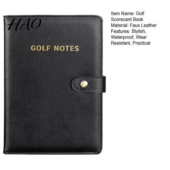 Faux Leather Golf Scorecard Holder Book Waterproof Journal Notebook Premium Scorepad Pocket Score Log with 200 Pages for Men Golfers High-quality