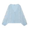 European and American style, new women's clothing, foreign style, fashionable style, contrasting color embroidered shirt 8741041