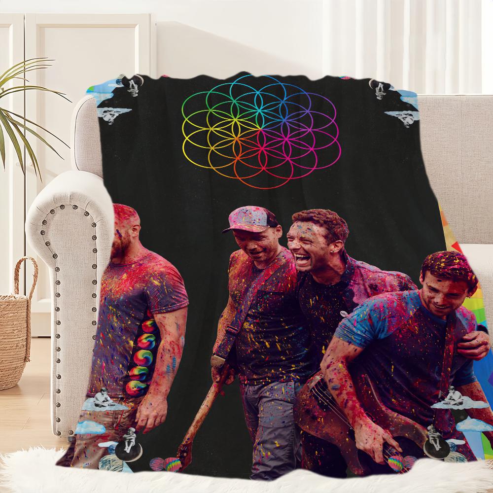 Band C-Coldplay Moon Music Blanket Plush Nap Sofa rug for Living Room Warm Office Bedroom Birthday Home Travel Kid Gifts