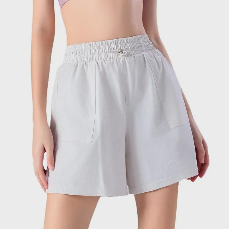 Quick-Dry Women's Summer Sports Shorts – Cool, Breathable, Loose Fit with Side Pockets for Running and Pilates.