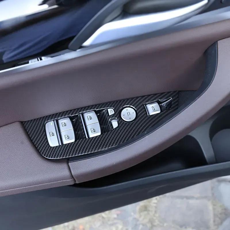 LHD Car-Styling ABS Carbon Fiber Texture Door Window Switch Control Panel Frame Cover Trim For BMW X3 G01 BMW X4 G02 2018 -