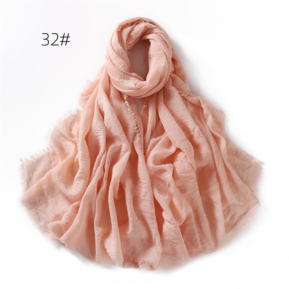 High-Quality Cotton Linen Gauze Scarf: Breathable, Encrypted Sunscreen, Four-Circle Fringe Shawl, Women's Malay Head Scarf