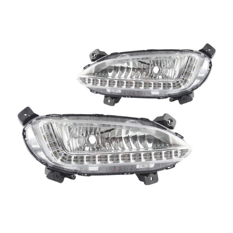 Hyundai IX45 (2013-2015) Дневные ходовые огни с указателями поворота и противотуманными фарами - Модернизация