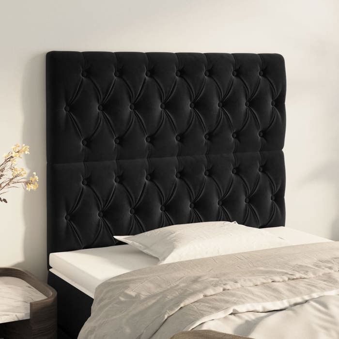 Tête de lit - Maison Exclusive - Velours noir - 100 x 7 x 118/128 cm - Hauteur réglable