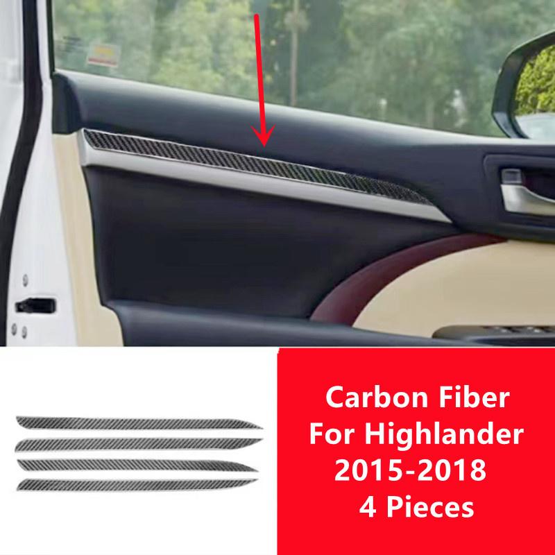 Настоящее углеродное волокно, внутренние декоративные наклейки для автомобиля, полоски, наклейка, чехол для Toyota Highlander 2015-2018, салон автомобиля