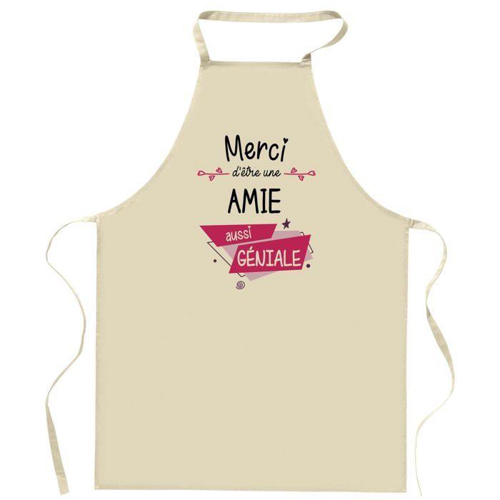 Tablier de cuisine - Amie Merci Géniale - Coton résistant - Impression bretonne - Imprimé en France