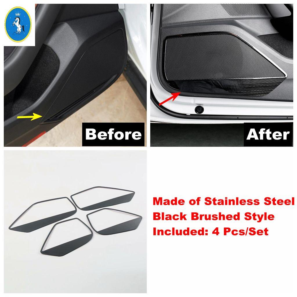 Silver Car Door Loudspeaker / indow Pillar A Stereo Speaker Panel Cover Trim Accessories For VW Volkswagen Arteon 2018 -