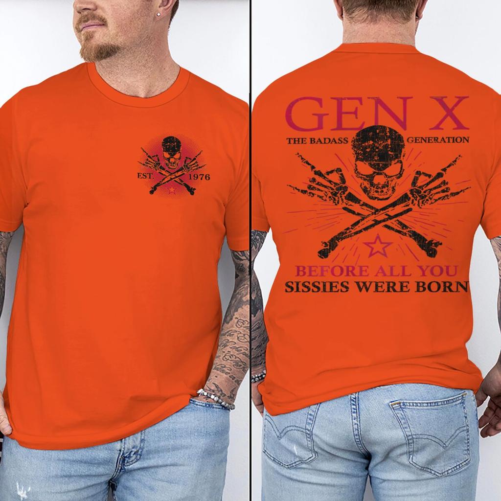 Est 1976 Vintage Gen X Graphic T Shirts Unisex Unisex Fun Generation X Print Tops Short Sleeve Crew Neck Male Streetwear