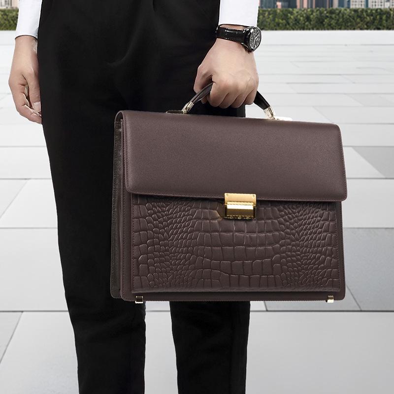 Мужской деловой портфель из натуральной кожи, противоугонный замок, универсальный компьютер и сумка из коровьей кожи