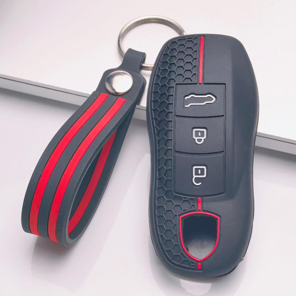 Силиконовый чехол для брелока автомобиля Porsche Cayenne Macan Panamera 911 Boxster Cayman с брелоком, сотовая текстура, ударопрочный корпус ключа, аксессуар