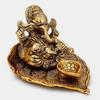 Ganesh Idol On Leaf - Lord Ganesha with Diya - Metal Diya for Diwali Decoration Items Home Decorative Gift