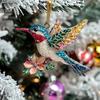 Hummingbird Christmas Ornaments Glitter Rhinestones Floral Hummingbird Ornaments for Christmas Tree 2D Acrylic Keepsake Gifts for Bird Lovers