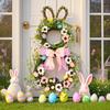 25 Inch Easter Bunny Wreaths for Front Door Decoration,Easter Door Wreath with Pastel Eggs Artificial Floral Decorations for Home Indoor Outdoor