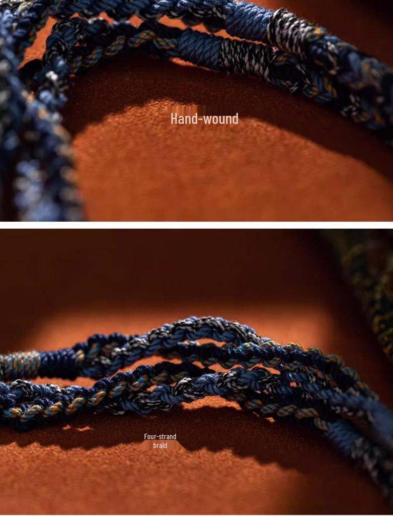 Тибетское ожерелье-компас «Восемь сокровищ» с плетеным шнурком и подвеской-танкой с мантрой