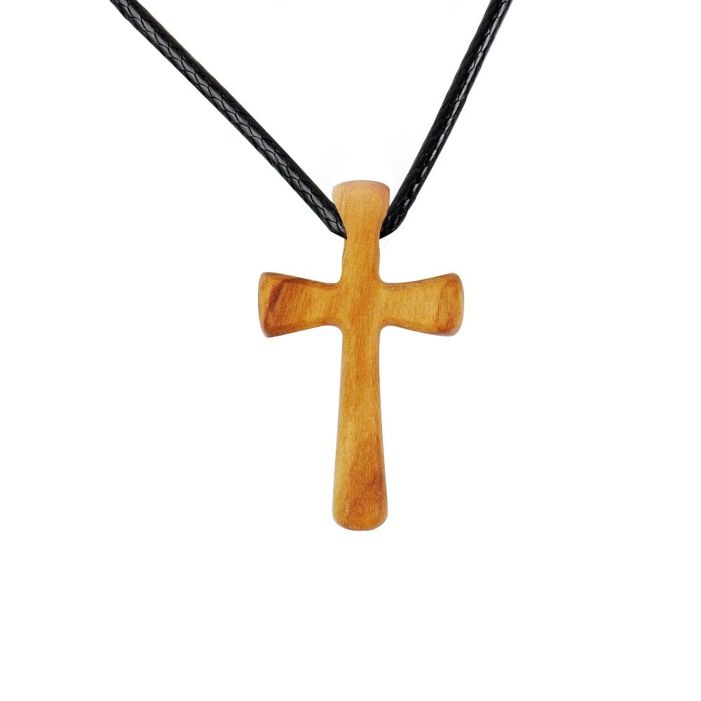 Hand-carved Cross Pendant Wooden Neckchain for Prayer Retro Cross Necklaces Anniversary
